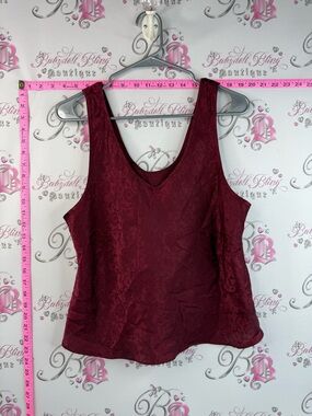 Linda Lace Scoop Neck Tank with a vibrant Burgundy and faded floral design